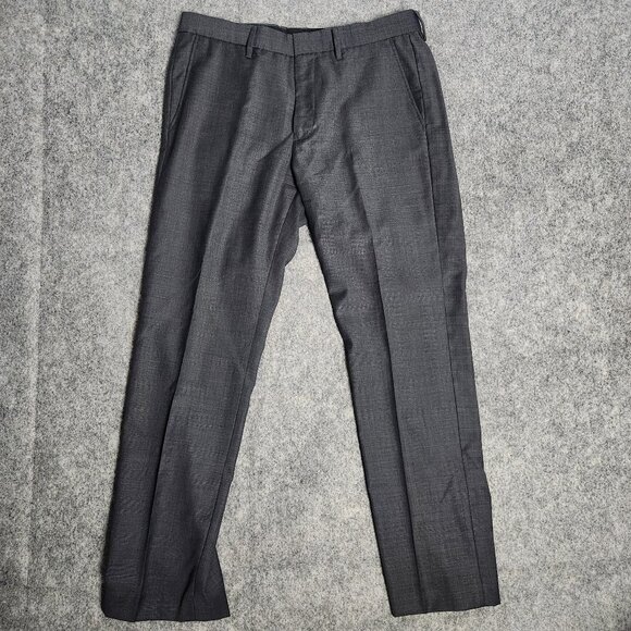 J Crew Wool Slim‎ Fit Flat Front Dress Pants 33x30 Style 49451 Charcoal Chino - Picture 1 of 4